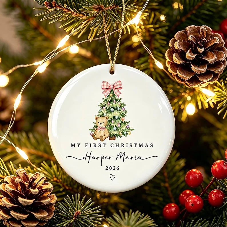 Baby Girl First Christmas Ornament, Personalized Ornament 2026, Custom Baby Gift detailed image 3