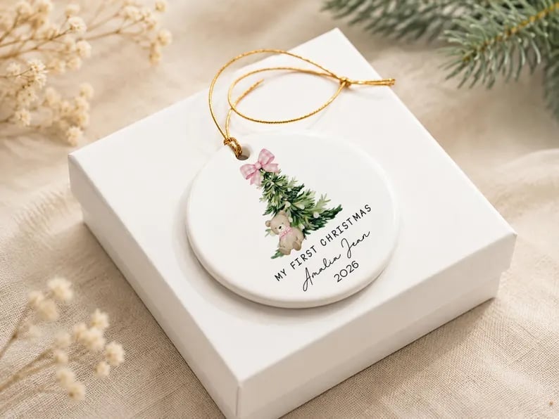 My First Christmas Ornament Personalized Babys Custom Name Newborn Girl Gift detailed image 5