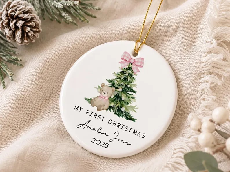 My First Christmas Ornament Personalized Babys Custom Name Newborn Girl Gift detailed image 7