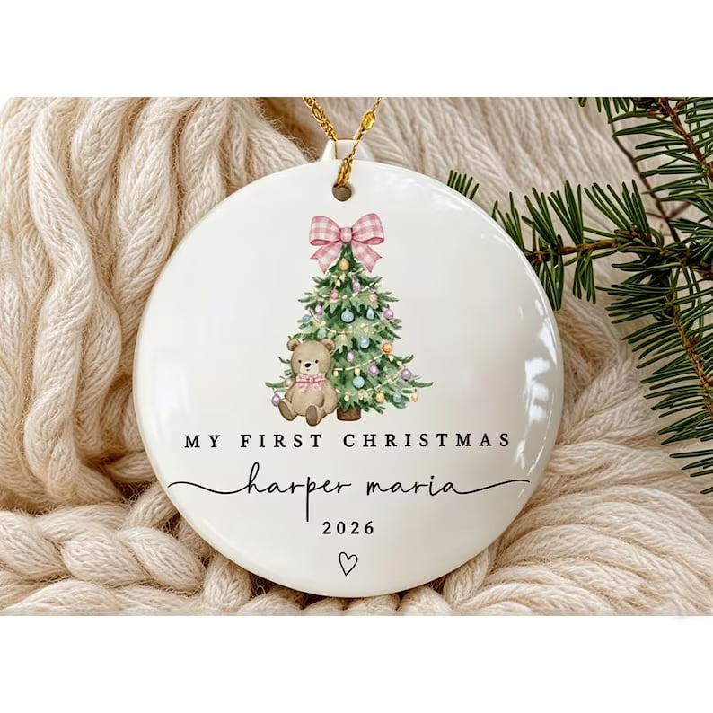 Baby Girl First Christmas Ornament, Personalized Ornament 2026, Custom Baby Gift detailed image 8