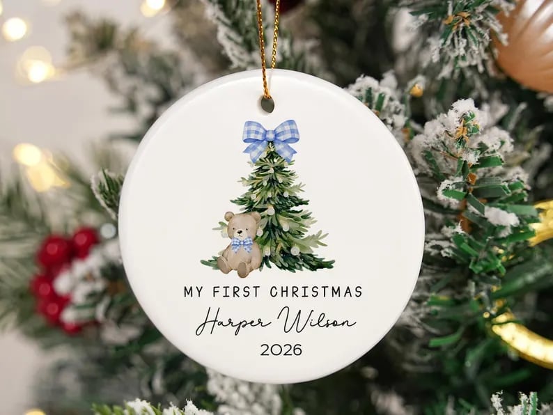 My First Christmas Ornament Personalized Babys Custom Name Newborn Girl Gift detailed image 3