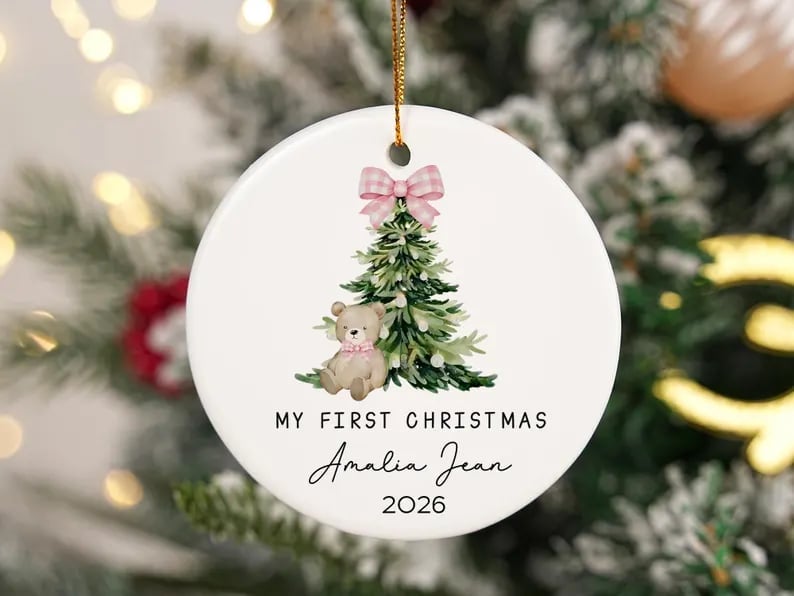 My First Christmas Ornament Personalized Babys Custom Name Newborn Girl Gift detailed image 1