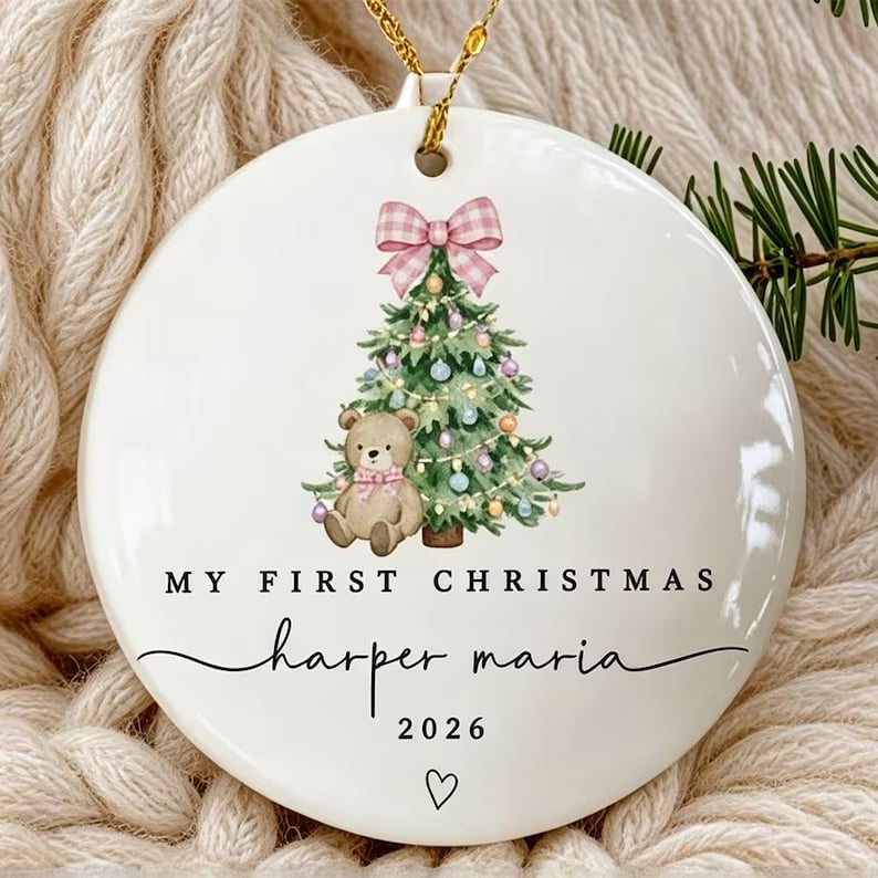 Baby Girl First Christmas Ornament, Personalized Ornament 2026, Custom Baby Gift detailed image 1