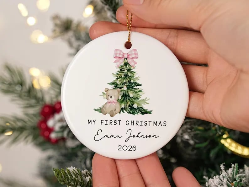 My First Christmas Ornament Personalized Babys Custom Name Newborn Girl Gift detailed image 4
