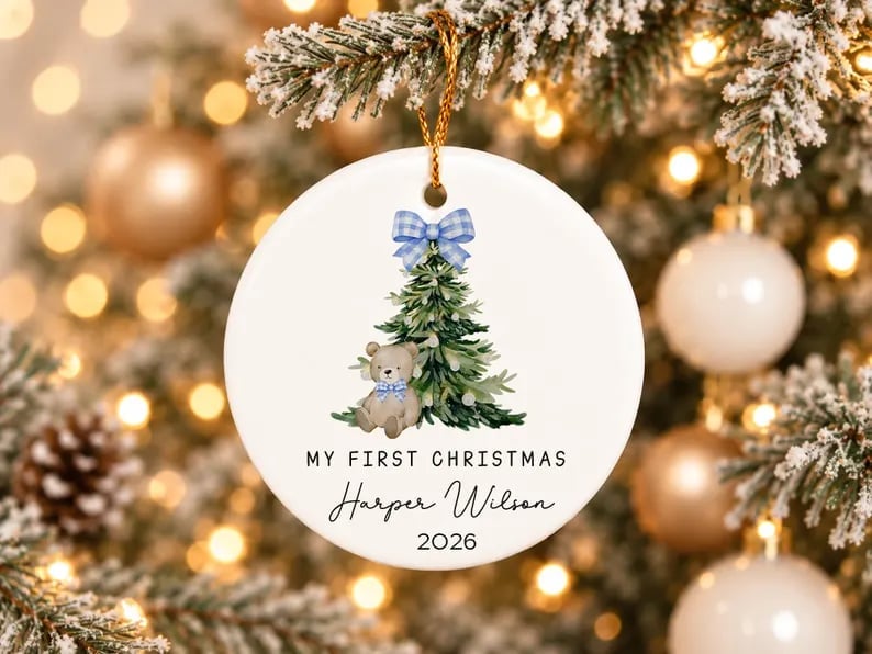 My First Christmas Ornament Personalized Babys Custom Name Newborn Girl Gift detailed image 6