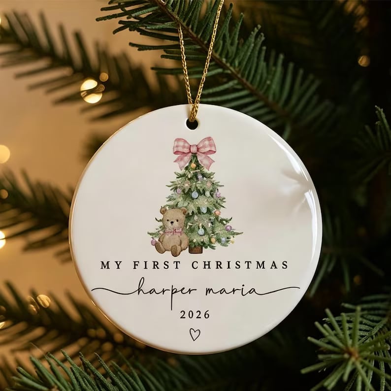 Baby Girl First Christmas Ornament, Personalized Ornament 2026, Custom Baby Gift detailed image 7