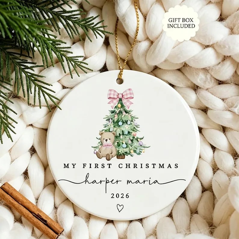 Baby Girl First Christmas Ornament, Personalized Ornament 2026, Custom Baby Gift detailed image 9